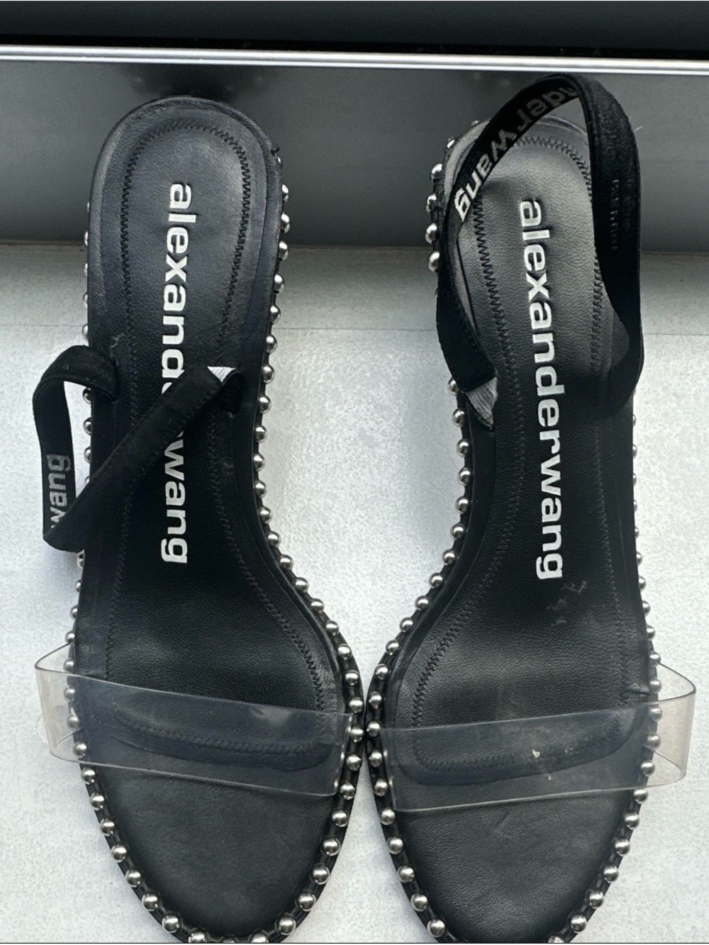 Alexander Wang Womens Studded Slide Sandals Clear PVC Strap Slip On US 8.5